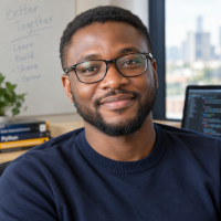 A generated portrait representing Emeka, a Nigerian data
analyst in his thirties.